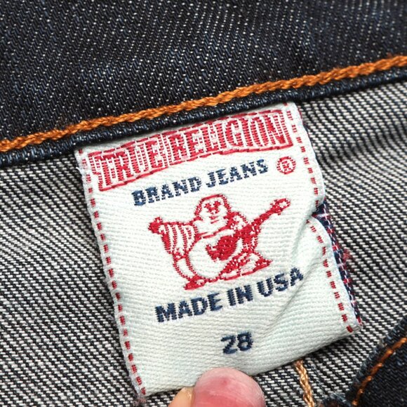 True Religion Rocco Mens Jeans Straight Slim Leg Button Fly Dark Blue Denim 28 - Picture 5 of 12